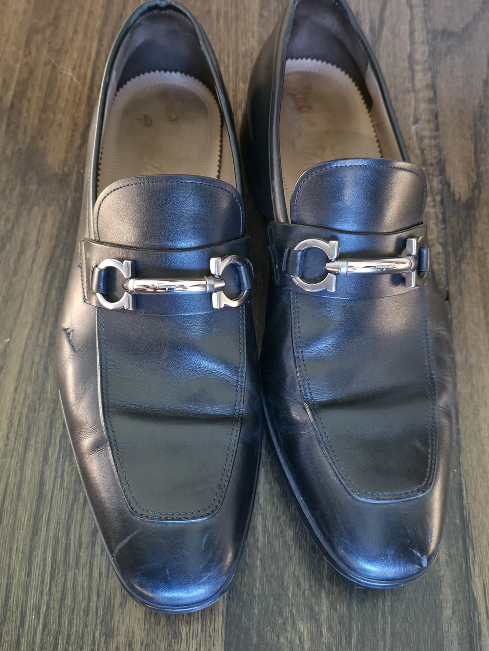 Men's Black Size 10 Salvatore Ferragamo Loafers Gancini Buckle